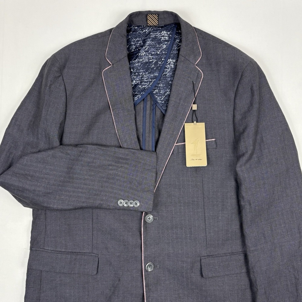 NWT 1 Like No Other Linen/Cotton Herringbone Blazer 46L Semi-Lined/Structured